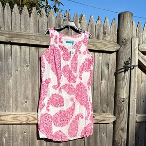 Tori Richard size 14 light cotton hot pink garden paisley tuck dress. NWT!!